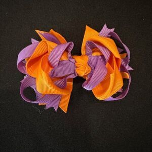 Purple & Orange 4"  Boutique Deluxe Bow  5B2238  Handmade NWT Boutique